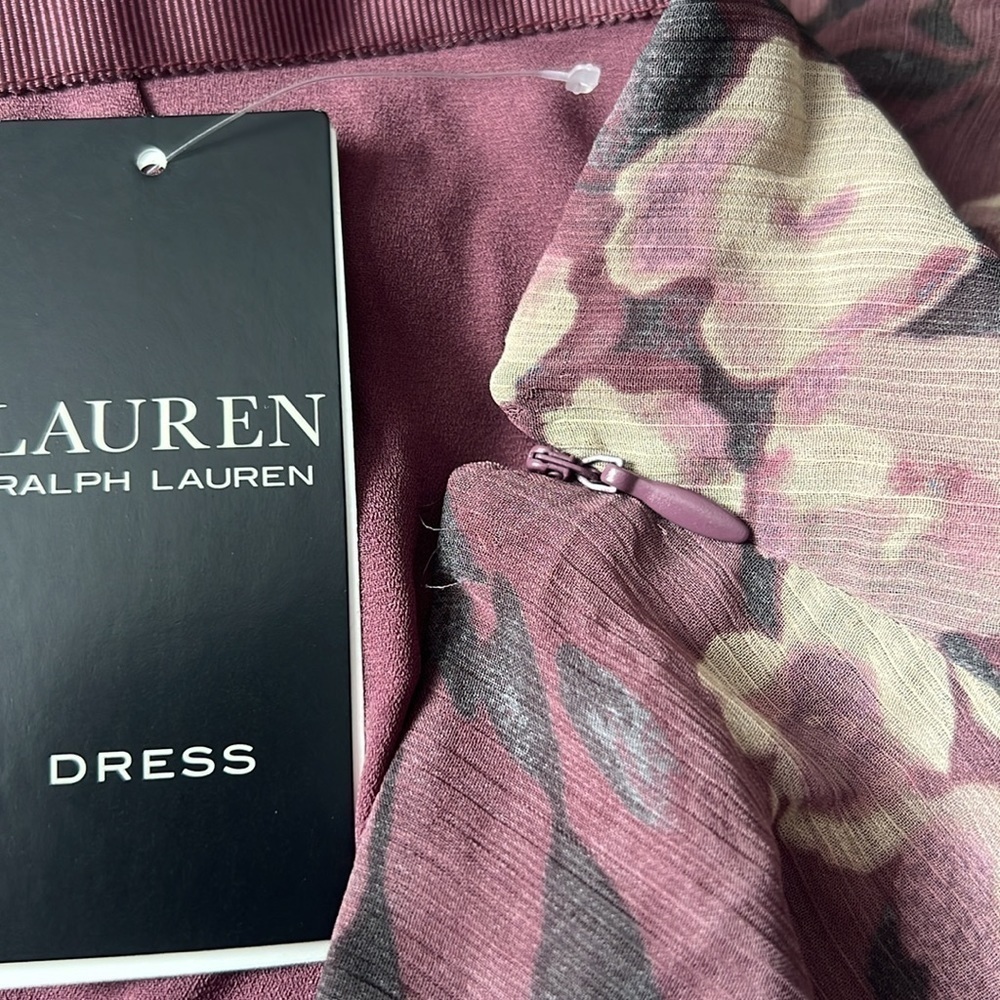 LAUREN RALPH LAUREN Purple Zippered Ruffled Tiered Skirt Lined Floral - Picture 7 of 9